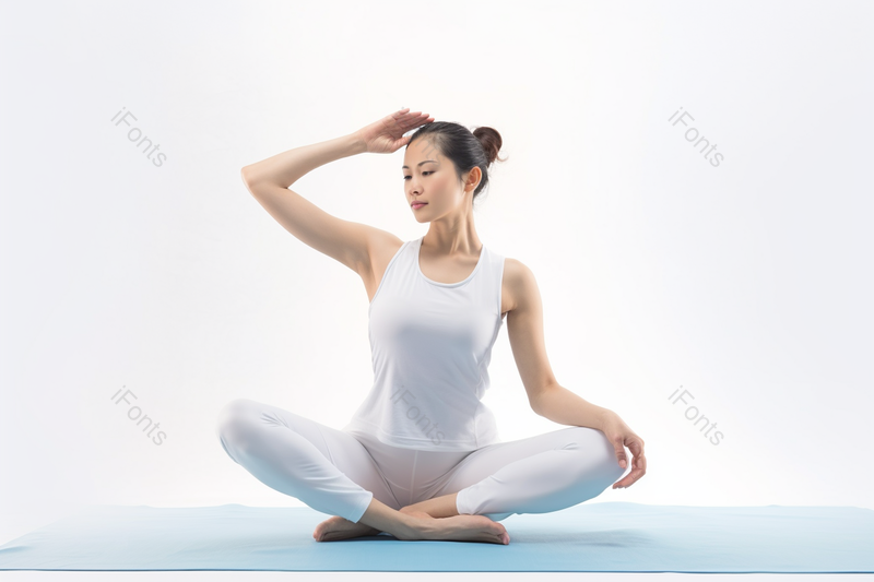 柔美白底女人女性健身减肥瑜伽冥想热身健康养生摄影,高清,摄影图,摄影图片,图片大全,摄影图免费下载